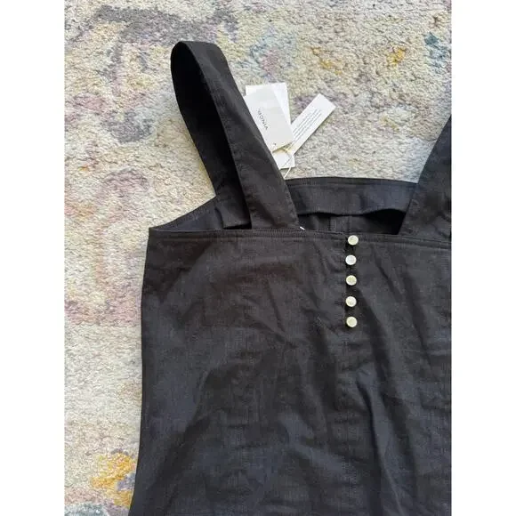 Vince Wide Strap Cropped Linen Shell Tank Top